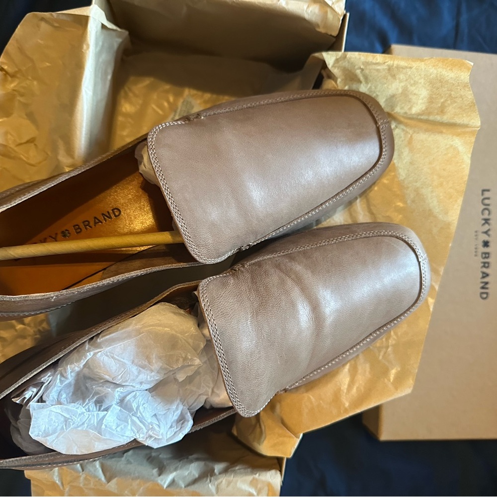Lucky Brand Tan Leather Slip-On Loafers